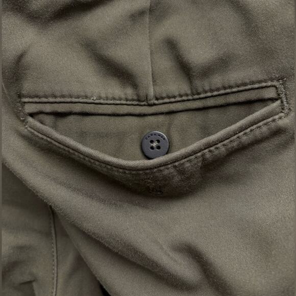 Zara Elastic Waist Pants, Olive Green, Ribbon Waist, Straight Leg, size S - Picture 6 of 8